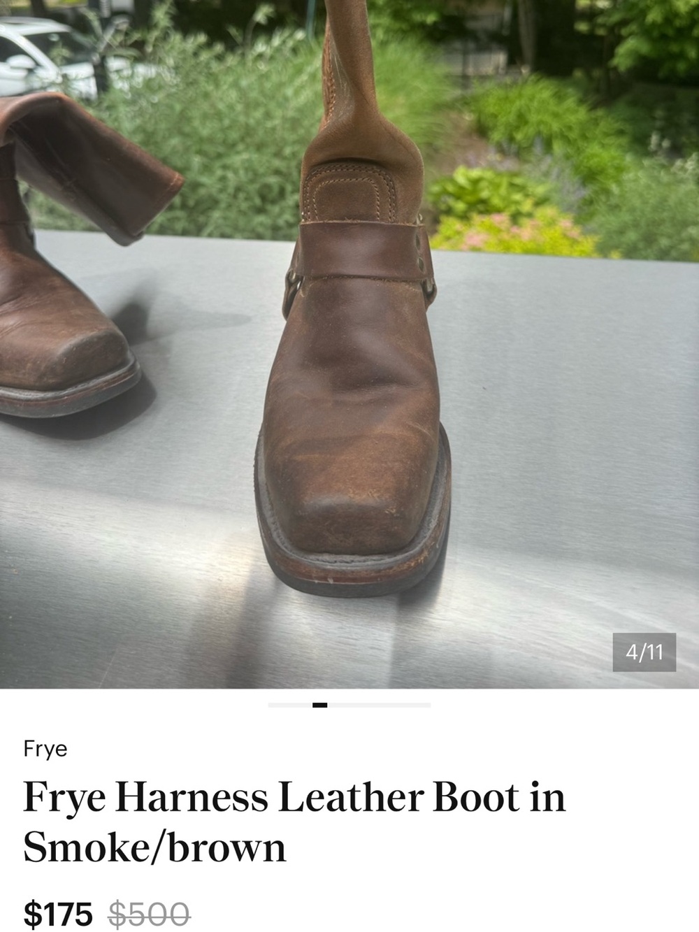 Frye Smoke/Brown Harness Mid-Calf Leather Boot - Picture 3 of 10